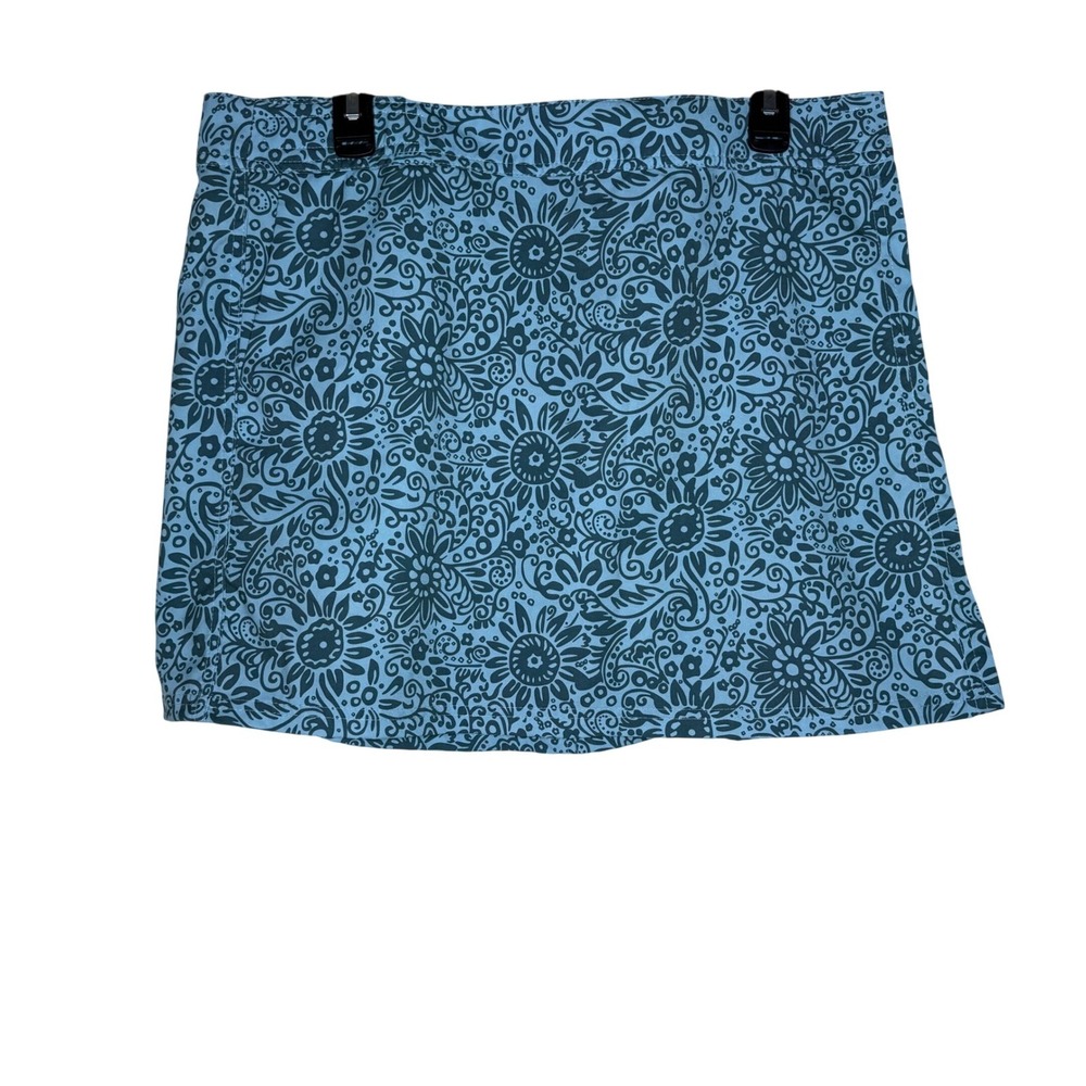 RipSkirt‎ Women's Blue Floral Print Skirt with Pockets adjustable waist Size L